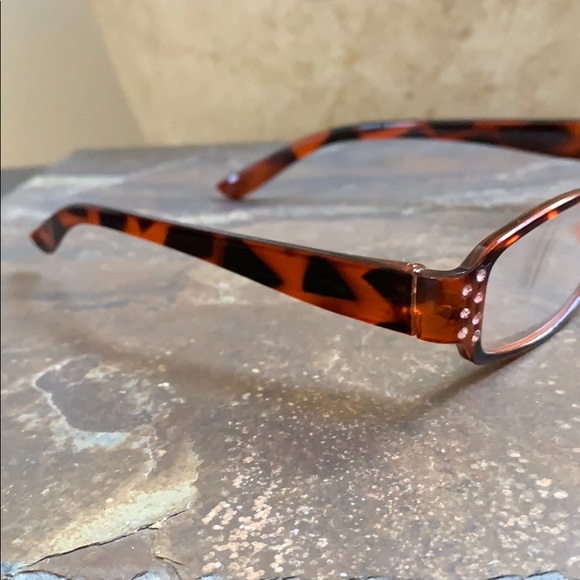 Tortoise Frames W/ Pink Crystal Bling Readers 2.50 - Picture 4 of 11